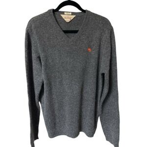 Abercrombie & Fitch Muscle Y2K Wool Blend Vintage Men’s V-Neck Sweater Gray XL